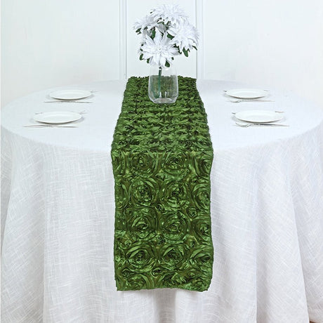 Rosette Satin Table Runner 14" x 108" Grass Green - YauSpark