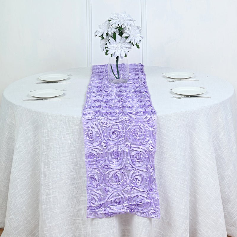 Rosette Satin Table Runner 14" x 108" Light Purple - YauSpark