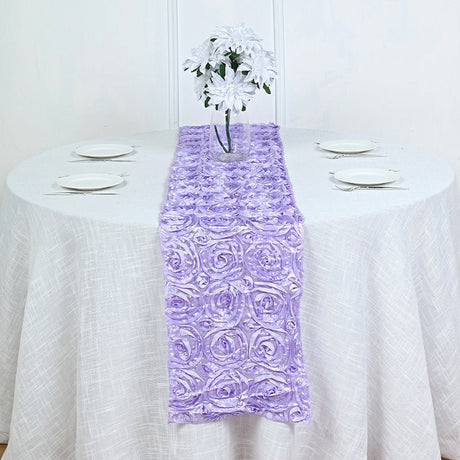 Rosette Satin Table Runner 14" x 108" Light Purple - YauSpark