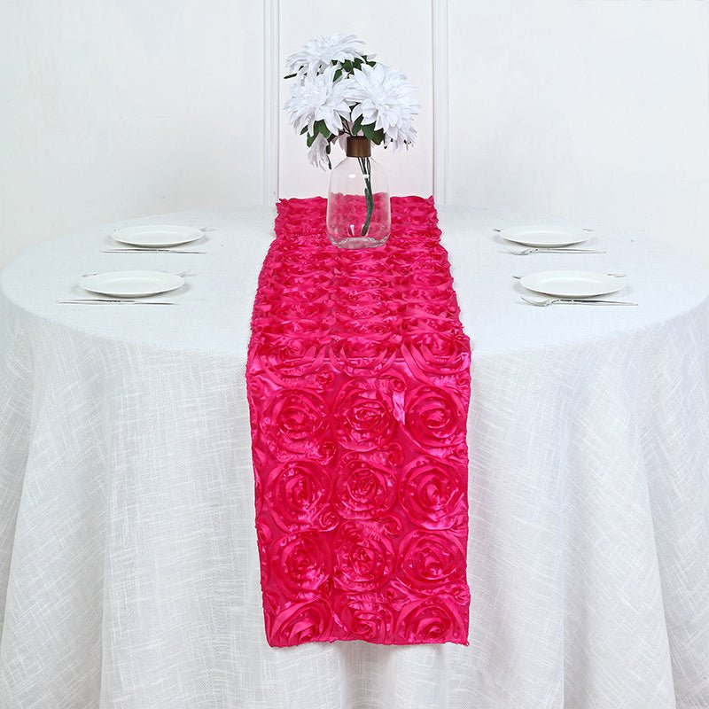 Rosette Satin Table Runner 14" x 108" Mulberry - YauSpark