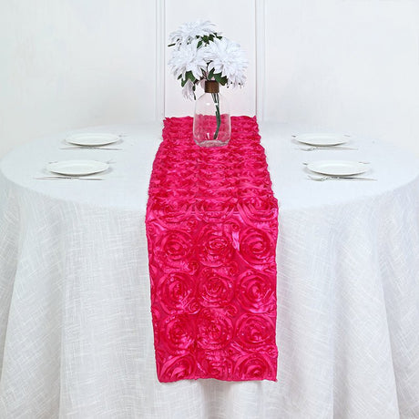Rosette Satin Table Runner 14" x 108" Mulberry - YauSpark