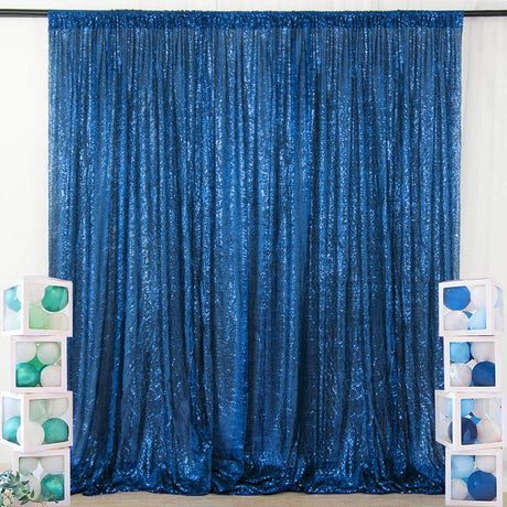 Royal Blue Sequin Backdrop Drape Curtains with Rod Pockets - 8ftx8ft - YauSpark