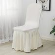 Ruffled Pleated Skirt Polyester Chair Cover Beige - YauSpark