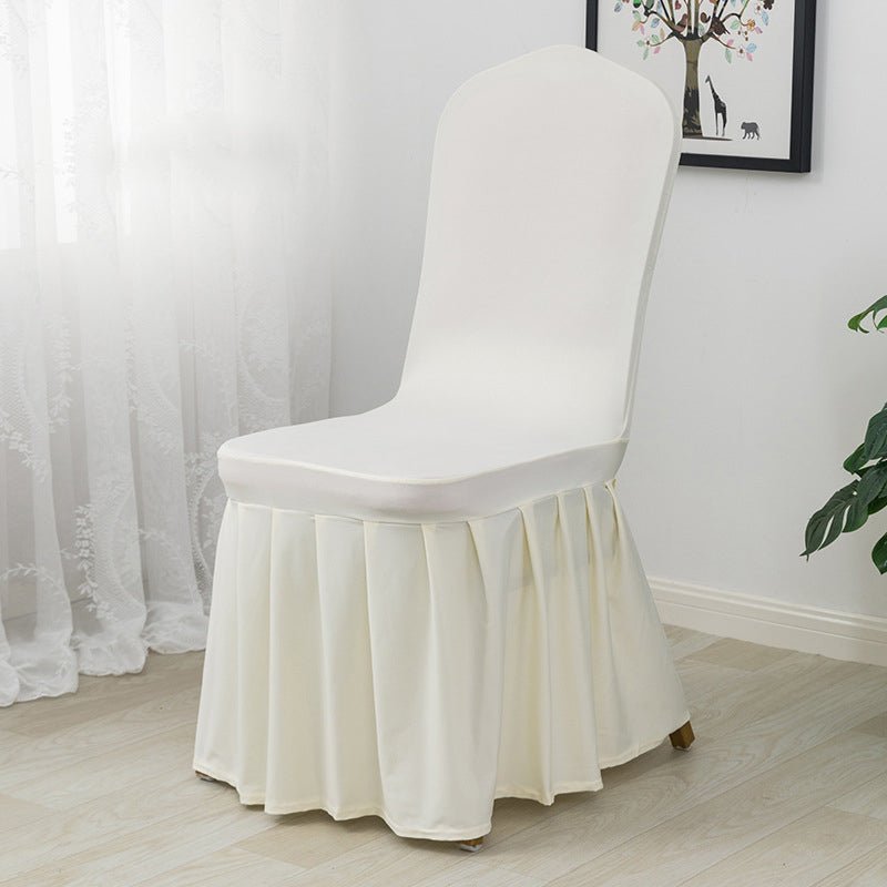 Ruffled Pleated Skirt Polyester Chair Cover Beige - YauSpark