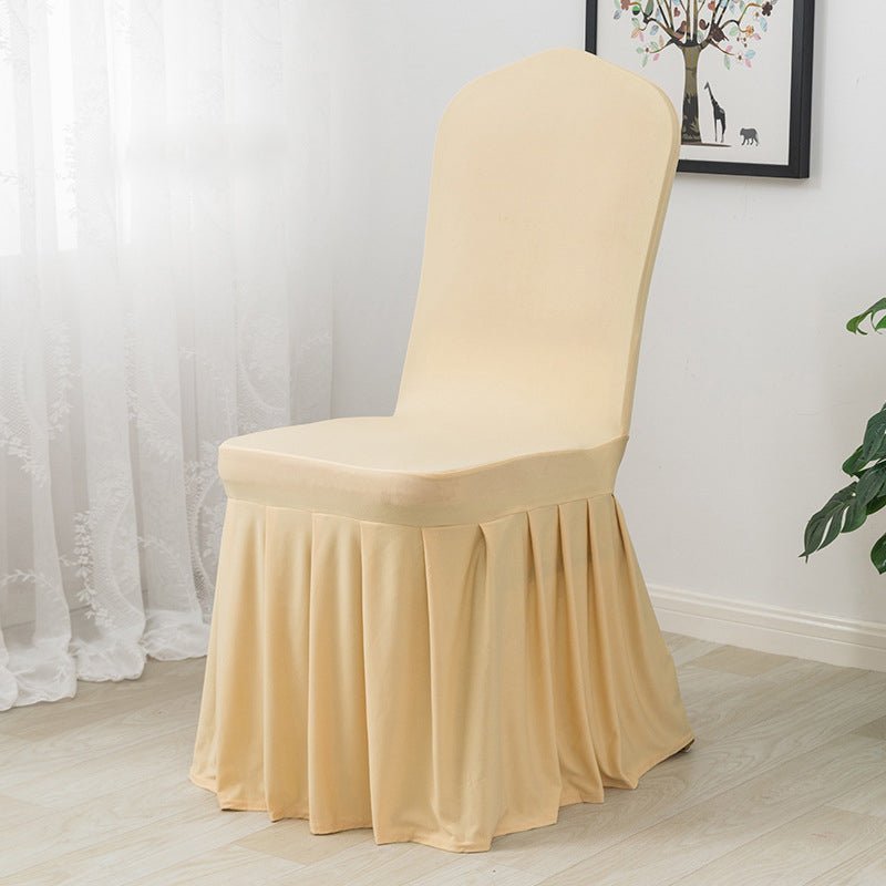 Ruffled Pleated Skirt Polyester Chair Cover Black - YauSpark