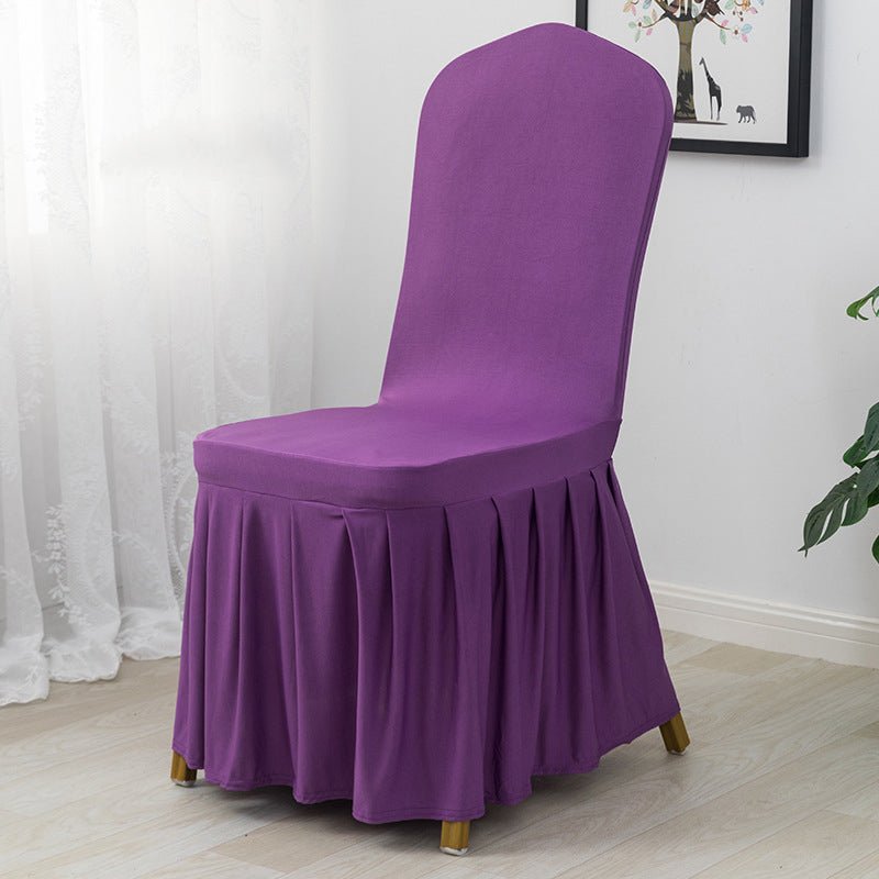 Ruffled Pleated Skirt Polyester Chair Cover Black - YauSpark