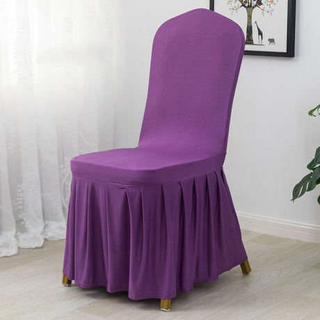 Ruffled Pleated Skirt Polyester Chair Cover Black - YauSpark
