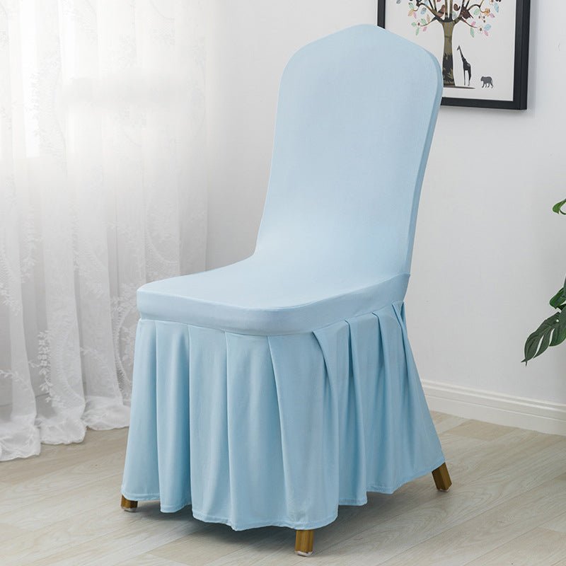 Ruffled Pleated Skirt Polyester Chair Cover Black - YauSpark