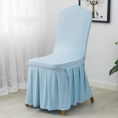 Ruffled Pleated Skirt Polyester Chair Cover Black - YauSpark