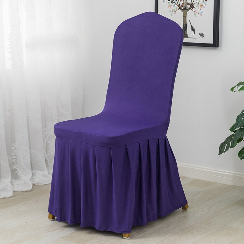 Ruffled Pleated Skirt Polyester Chair Cover Dark Purple - YauSpark