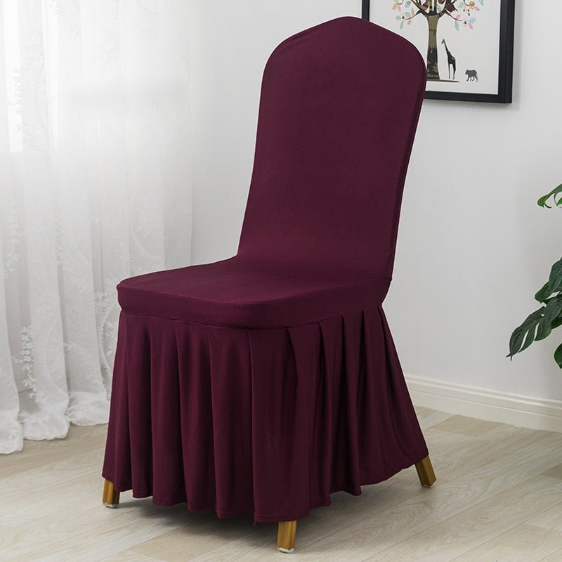 Ruffled Pleated Skirt Polyester Chair Cover Dark Red - YauSpark