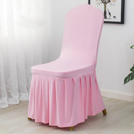 Ruffled Pleated Skirt Polyester Chair Cover Light Pink - YauSpark