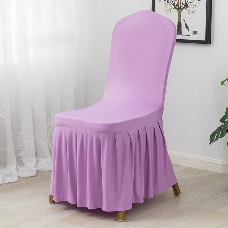 Ruffled Pleated Skirt Polyester Chair Cover Light Purple - YauSpark