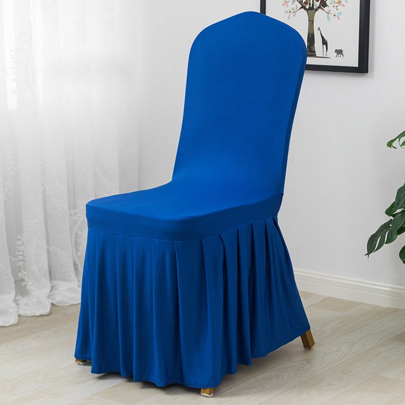 Ruffled Pleated Skirt Polyester Chair Cover Royal Blue - YauSpark
