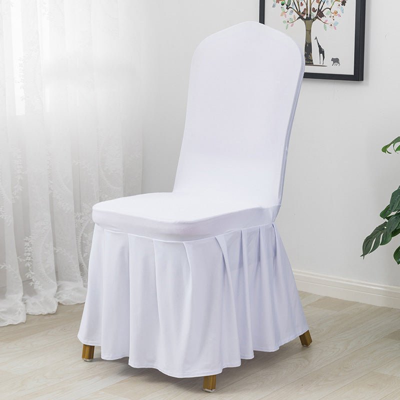 Ruffled Pleated Skirt Polyester Chair Cover White - YauSpark