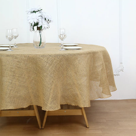 Rustic Boho Chic Burlap Jute Round Tablecloth - YauSpark
