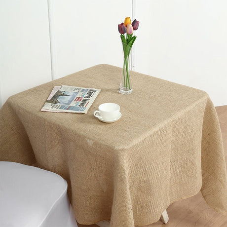 Rustic Boho Chic Burlap Jute Square Tablecloth - YauSpark