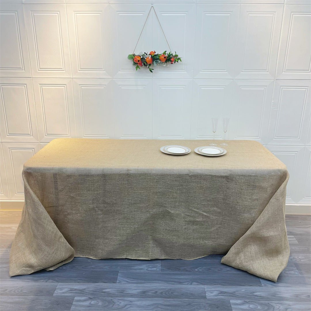 Rustic Boho Chic Burlap Jute Square Tablecloth - YauSpark