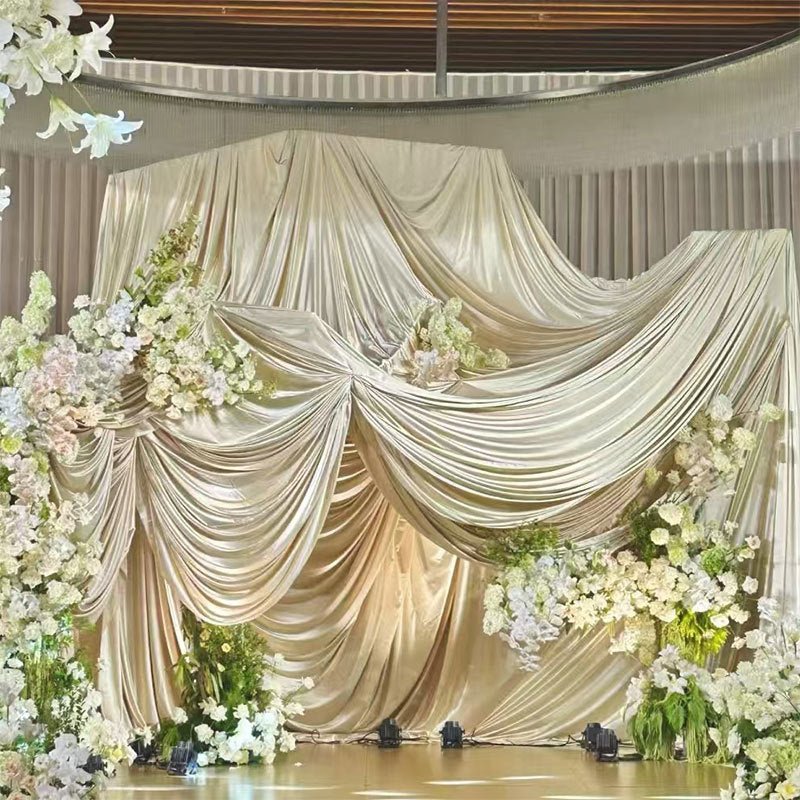 Satin Backdrop Drape Curtain - 9ftx10ft Gold - YauSpark