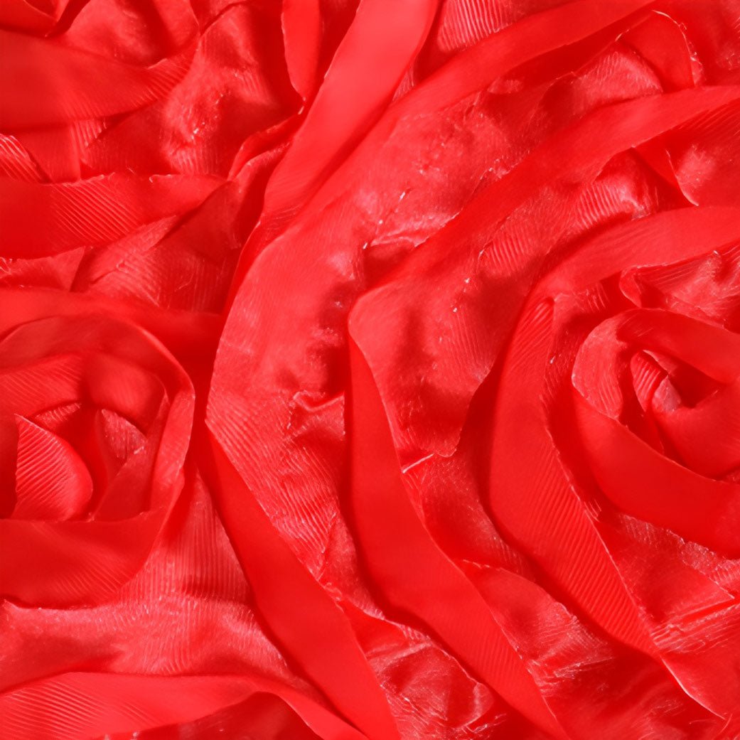 Satin Rectangle Tablecloth Grandiose 3D Rosette Table Cover 156"x90" - YauSpark