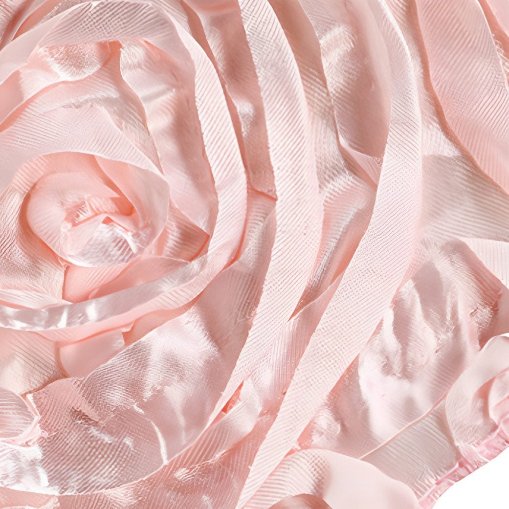 Satin Rectangle Tablecloth Grandiose 3D Rosette Table Cover 156"x90" - YauSpark