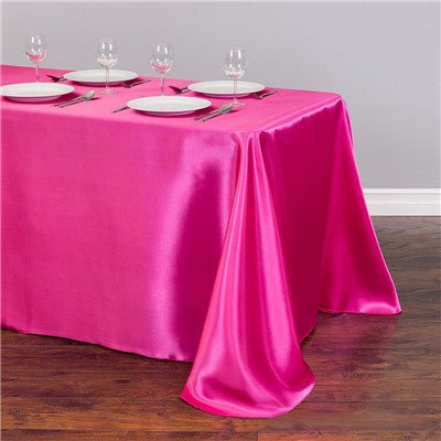 Satin Rectangular Tablecloth 57"x108" Dark Pink - No splicing - YauSpark