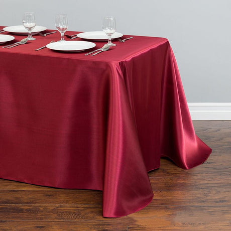 Satin Rectangular Tablecloth 90"x156" Burgundy - With splicing - YauSpark