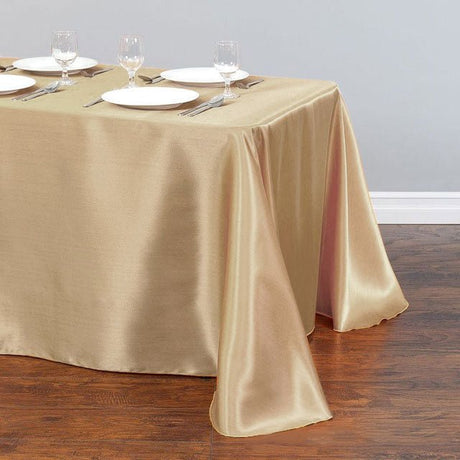 Satin Rectangular Tablecloth 90"x156" Champagne - With splicing - YauSpark