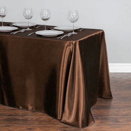 Satin Rectangular Tablecloth 90"x156" Chocolate - With splicing - YauSpark