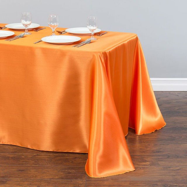 Satin Rectangular Tablecloth 90"x156" Coral Orange - With splicing - YauSpark