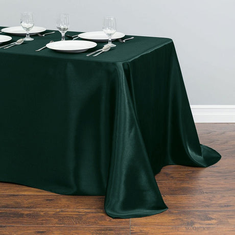 Satin Rectangular Tablecloth 90"x156" Dark Green - With splicing - YauSpark