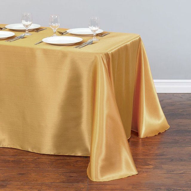 Satin Rectangular Tablecloth 90"x156" Gold - With splicing - YauSpark