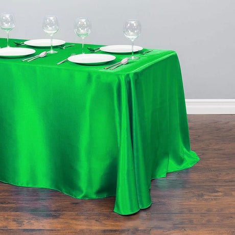 Satin Rectangular Tablecloth 90"x156" Green - With splicing - YauSpark