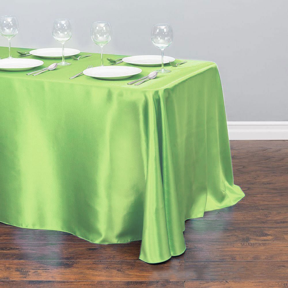 Satin Rectangular Tablecloth 90"x156" Light Green - With splicing - YauSpark