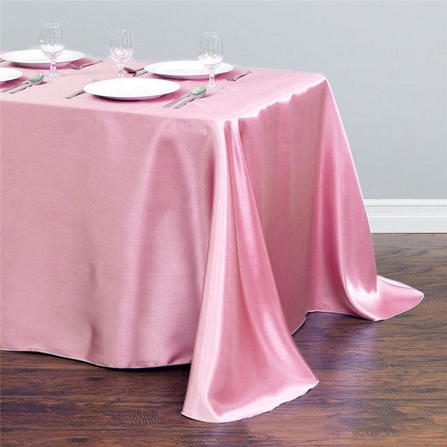 Satin Rectangular Tablecloth 90"x156" Light Pink - With splicing - YauSpark