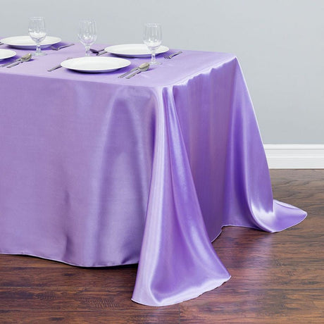 Satin Rectangular Tablecloth 90"x156" Light Purple - With splicing - YauSpark