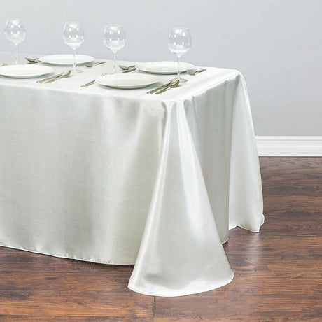 Satin Rectangular Tablecloth 90"x156" Milky - With splicing - YauSpark