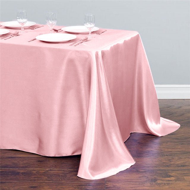 Satin Rectangular Tablecloth 90"x156" Pink - With splicing - YauSpark