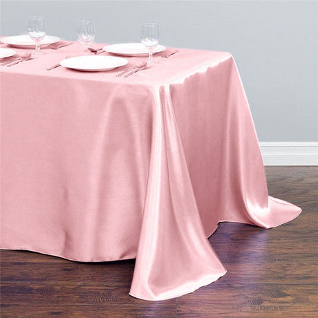 Satin Rectangular Tablecloth 90"x156" Pink - With splicing - YauSpark