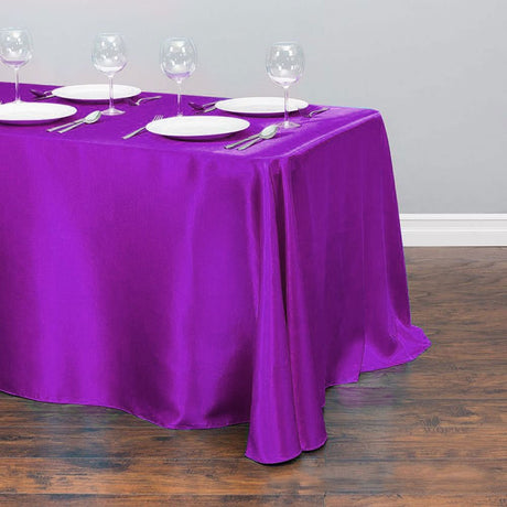Satin Rectangular Tablecloth 90"x156" Purple Red - With splicing - YauSpark