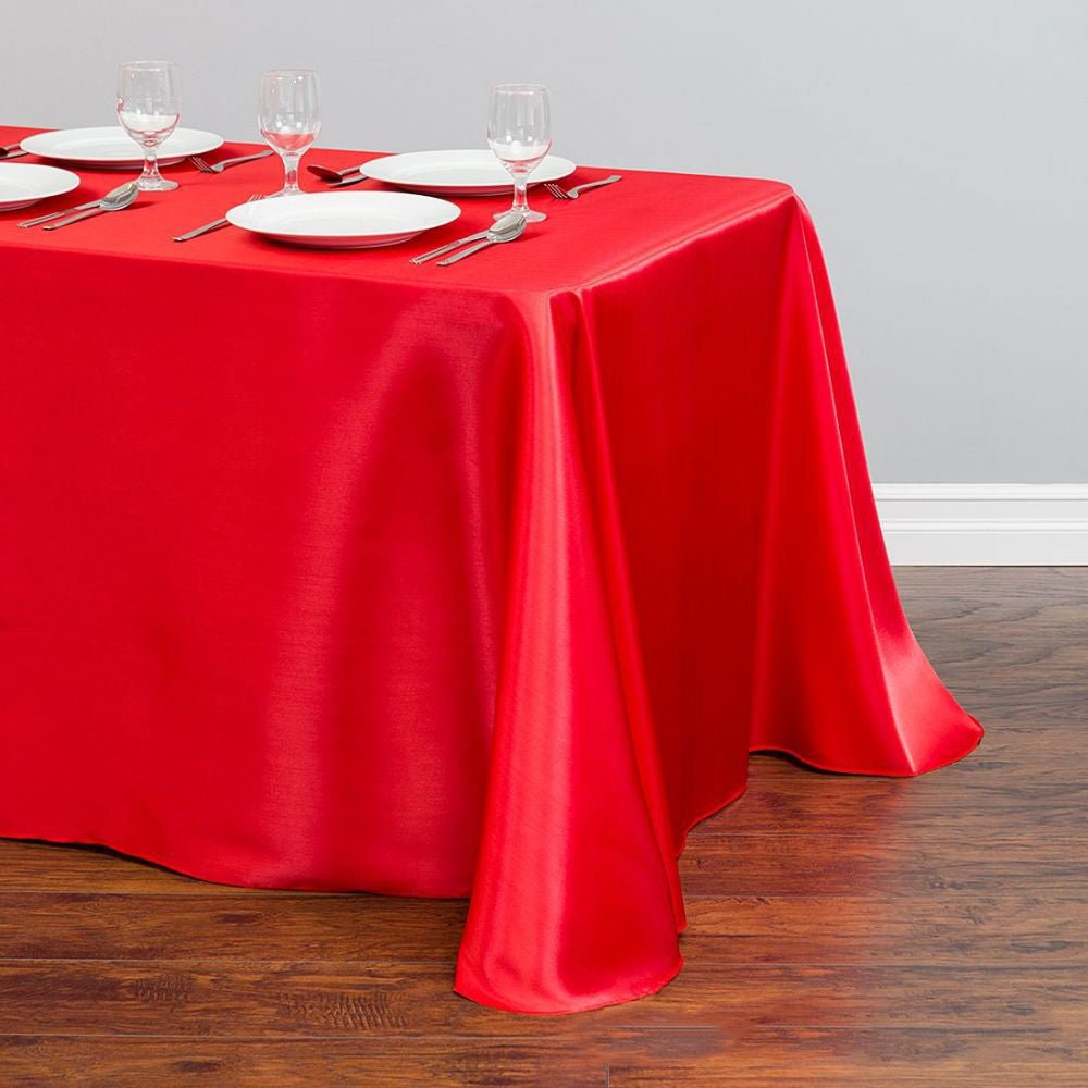 Satin Rectangular Tablecloth 90"x156" Red - With splicing - YauSpark