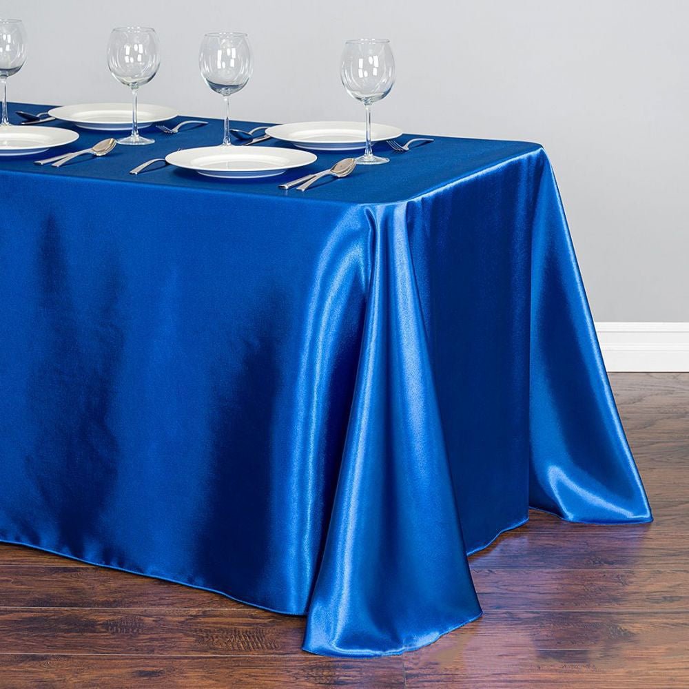 Satin Rectangular Tablecloth 90"x156" Royal Blue - With splicing - YauSpark