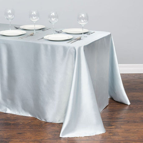 Satin Rectangular Tablecloth 90"x156" Silver - With splicing - YauSpark