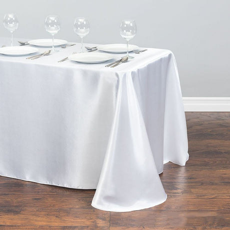 Satin Rectangular Tablecloth 90"x156" White - With splicing - YauSpark