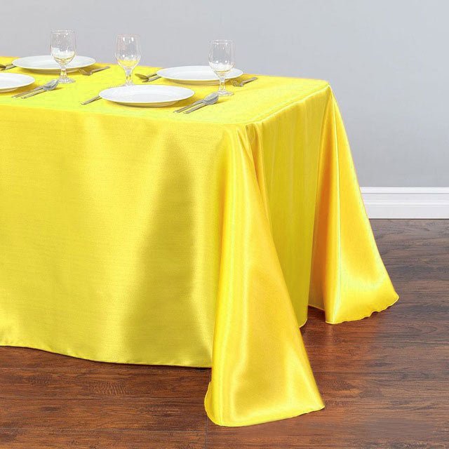 Satin Rectangular Tablecloth 90"x156" Yellow - With splicing - YauSpark