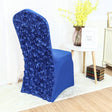 Satin Rosette Spandex Stretch Banquet Chair Cover Royal Blue - YauSpark