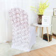 Satin Rosette Spandex Stretch Banquet Chair Cover White - YauSpark