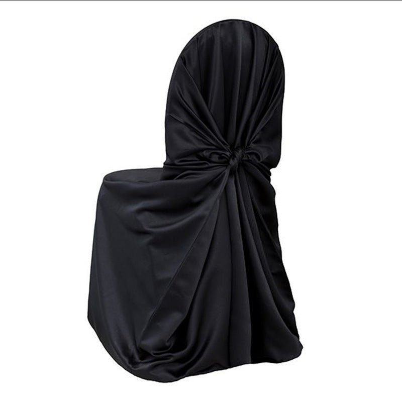 Satin Self - Tie Universal Chair Cover 44"x56" Black - YauSpark