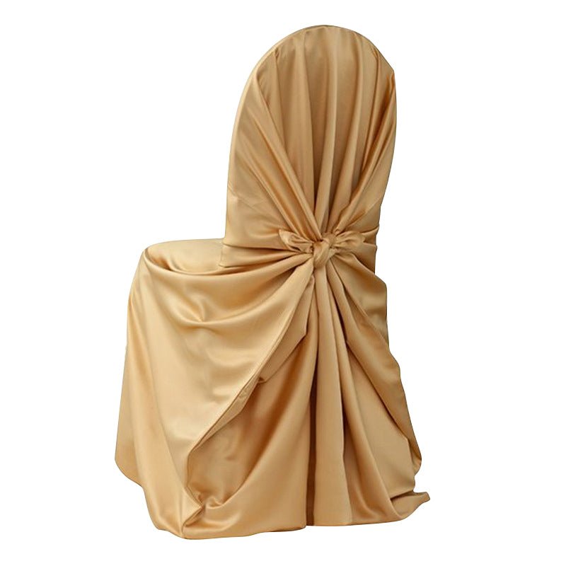 Satin Self - Tie Universal Chair Cover 44"x56" Champagne - YauSpark