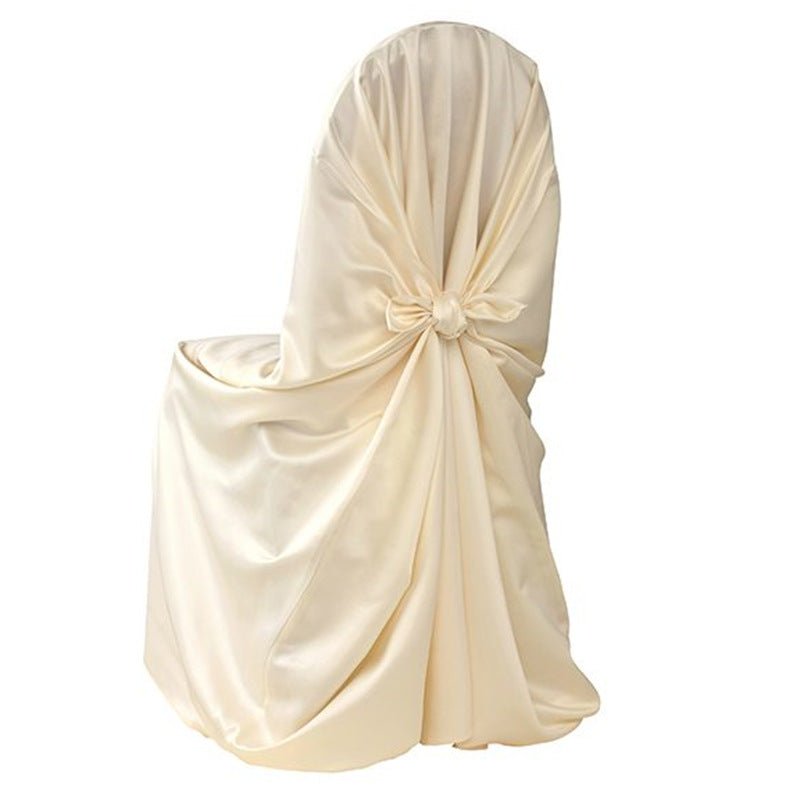 Satin Self - Tie Universal Chair Cover 44"x56" Ivory - YauSpark